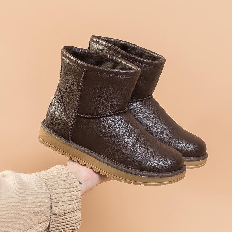 

Snow boots women s shoes 2025 winter new classic UG leather surface G waterproof and cold-resistant velvet warm short cotton shoes women 40