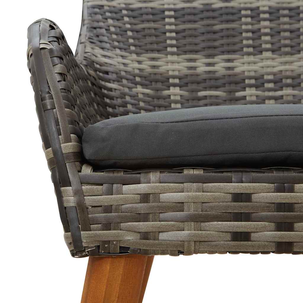 Garden Dining Set with Cushions 3 pcs Grey Poly Rattan