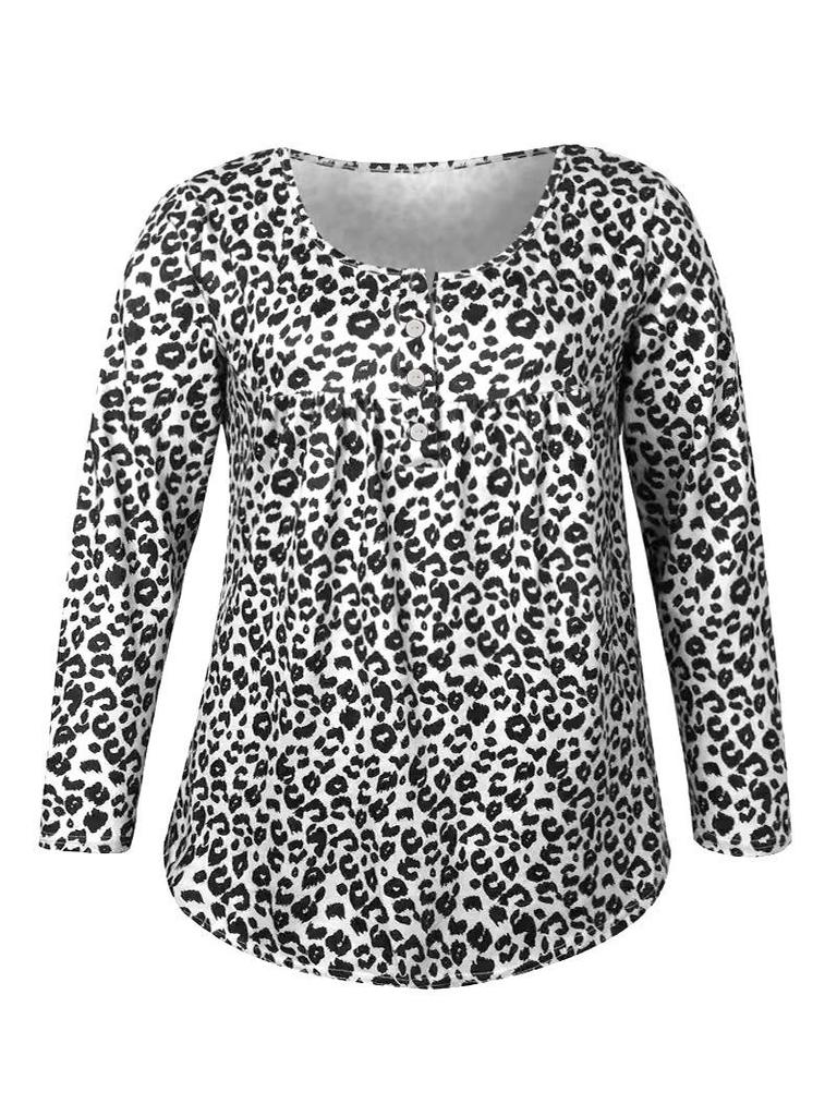 European & American Elegant Plus Size Buttoned Top for Women - Spring/Autumn Fashion
