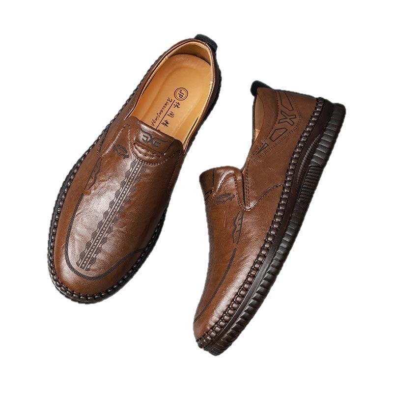 Leather shoes men's shoes new driving shoes breathable soft leather work shoes outdoor men's non-slip shoes