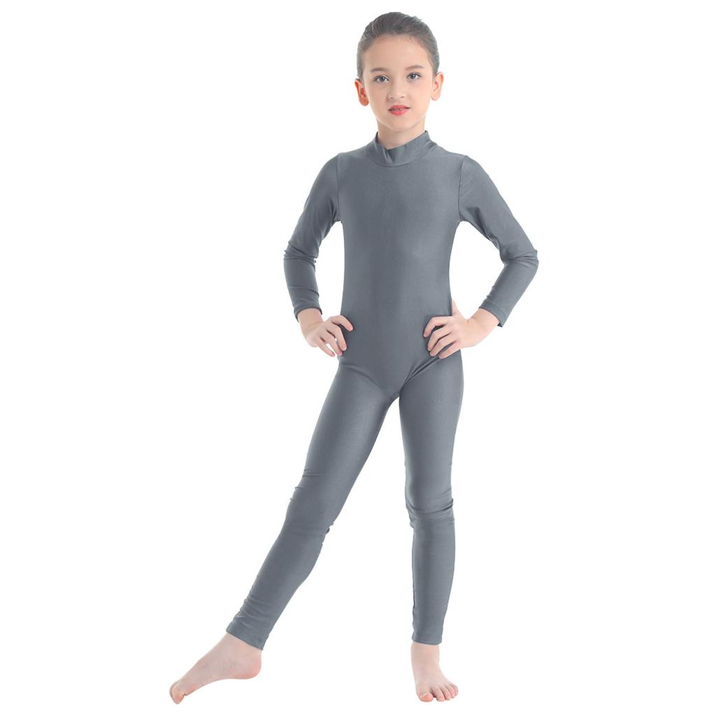 Girls Long Sleeve Zippered Leotard Ballet Dance Unitard Gymnastics Performance Attire