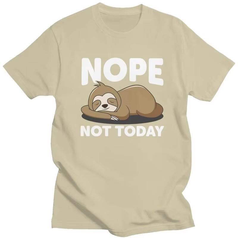 Nope Not Today Lazy Sloth Graphic Tee for Unisex Short Sleeve Cotton Casual T-Shirt