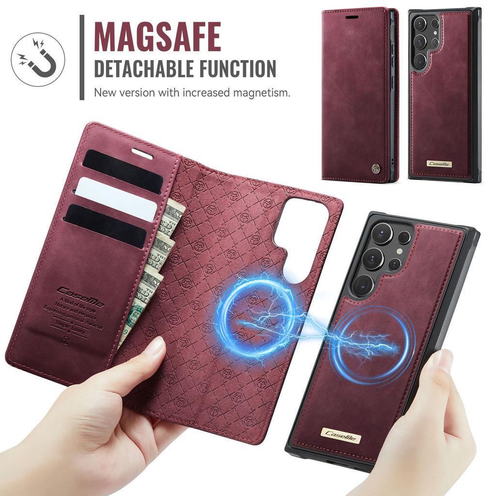 Für Samsung Galaxy S22 Ultra 5G Hülle CASEME C49 Magnetische Hülle RFID-blockierend Abnehmbares Portemonnaie Leder Handyhülle