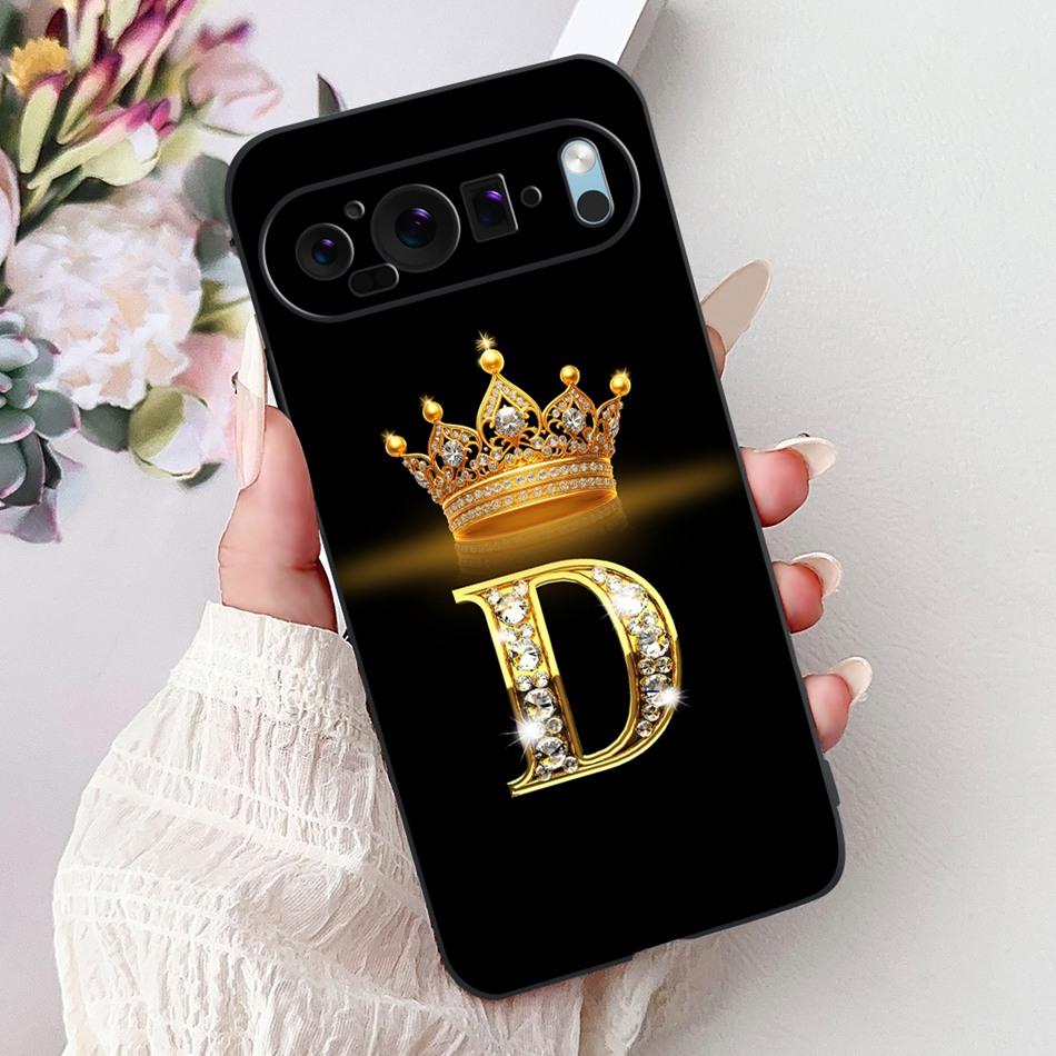 For Google Pixel 9 Pro 9a Pixel9 Fashion New Crown Letter Phone Case For Google Pixel 9 Pixel9a 9Pro Black Silicone Soft Cases