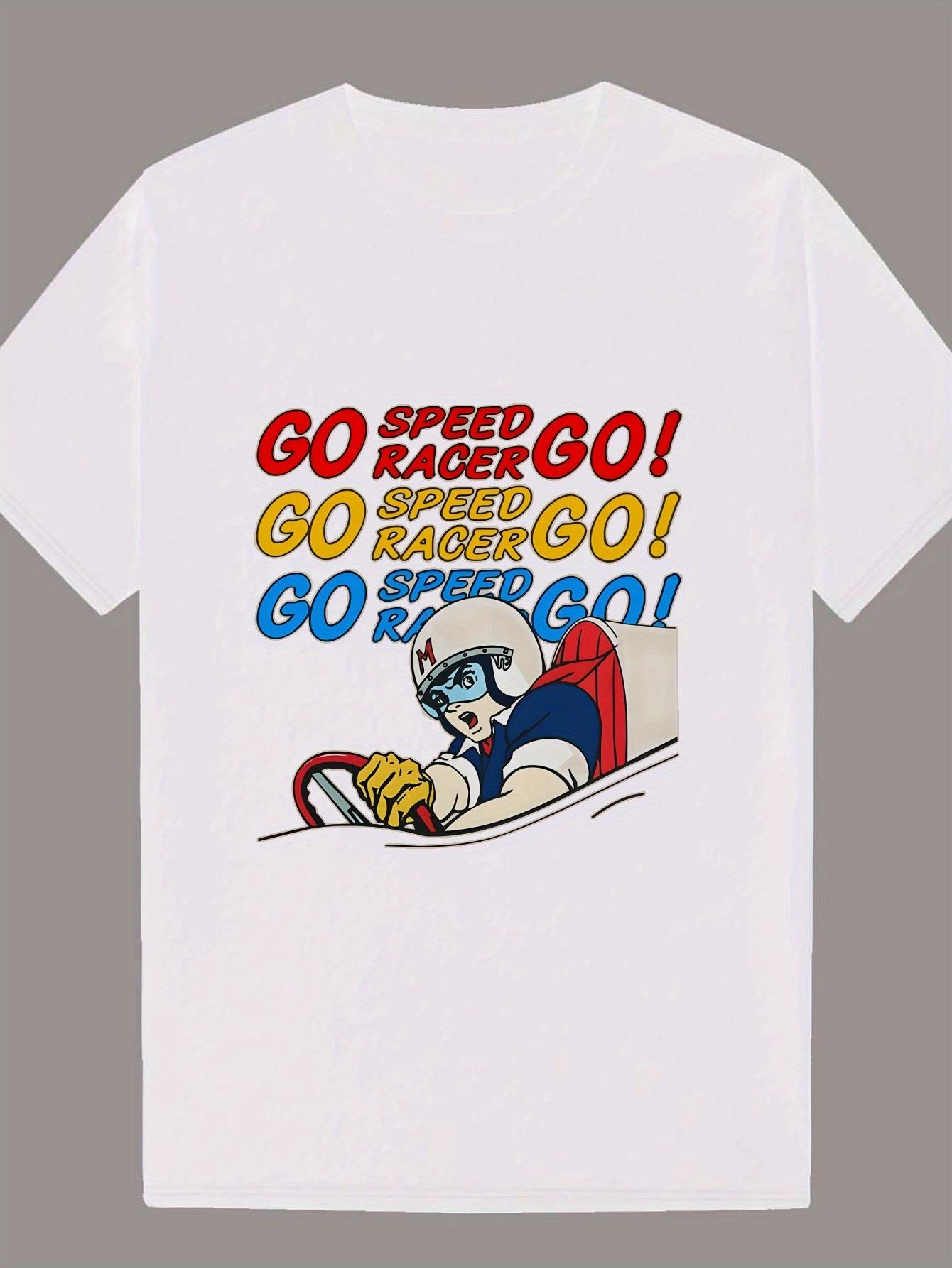 Navy Blue Racing Graphic T-shirt - Go Speed Racer Design M