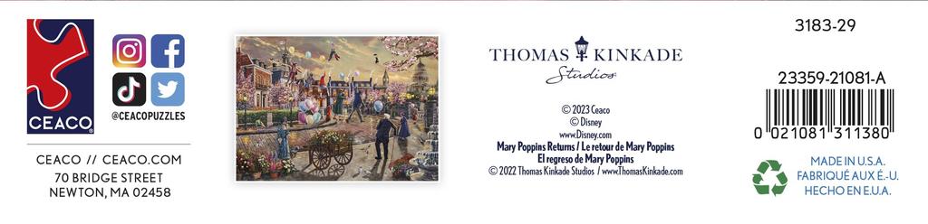 Ceaco Thomas Kinkade Disney Mary Poppins Returns 1000 Piece Jigsaw Puzzle - - - -
