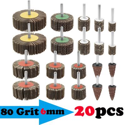 20 Pcs 80 Grits Flap Wheel Sander Set 1/4 Inch Shank Sanding Wheel for Drill Electric Grinder for Metal Woodworking Tools