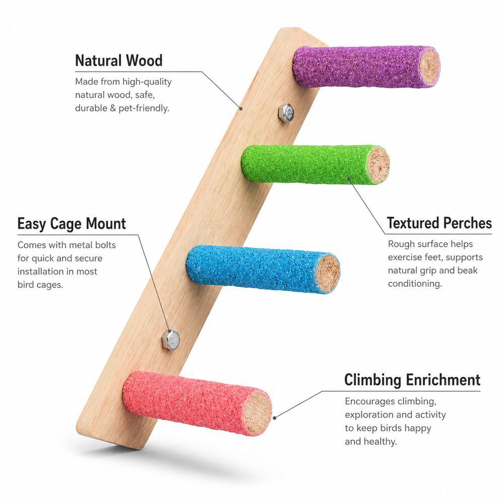 Wood Parrot Ladder Colorful Perches Bird Climbing Toy New Bird Bridge Parrot Toys