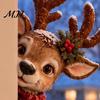Peeking Christmas Window Decor Vintage Decor, 3D Carved Santa Reindeer Holiday Themed Party Ornament with Hidden Suction Cup, Glass Decoration