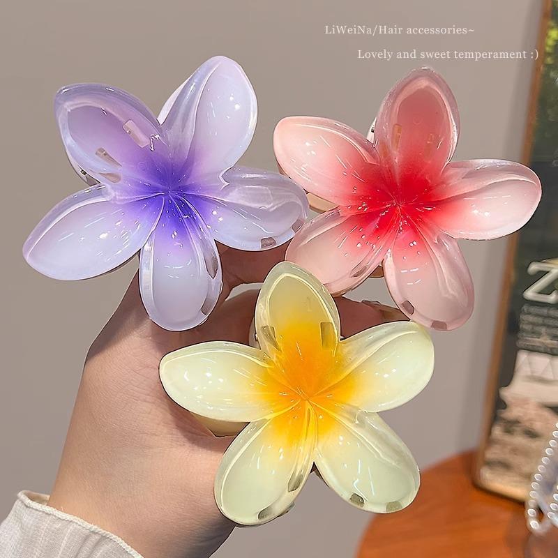 Hawaiian Gradient Hair Clips Women Flower Hair Claws Shark Hairpins Vacation Beach Hairpins Hair Accessories