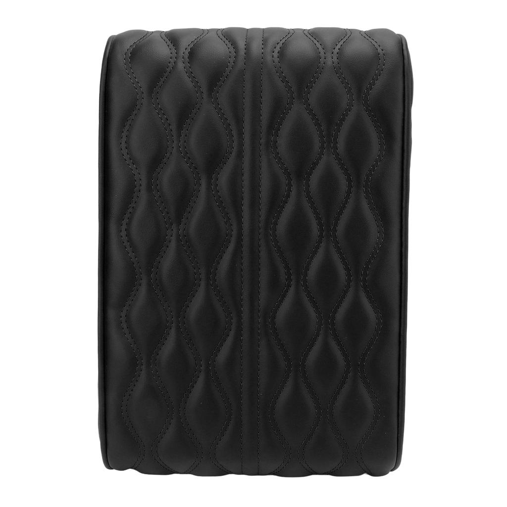 Center Console Armrest Cover Pad Universal PU Leather Waterproof Elastic Strap for SUV Truck Car Black