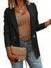 Women's Solid Knit Blazer Long Sleeve Open Front Casual Office Work Jacket