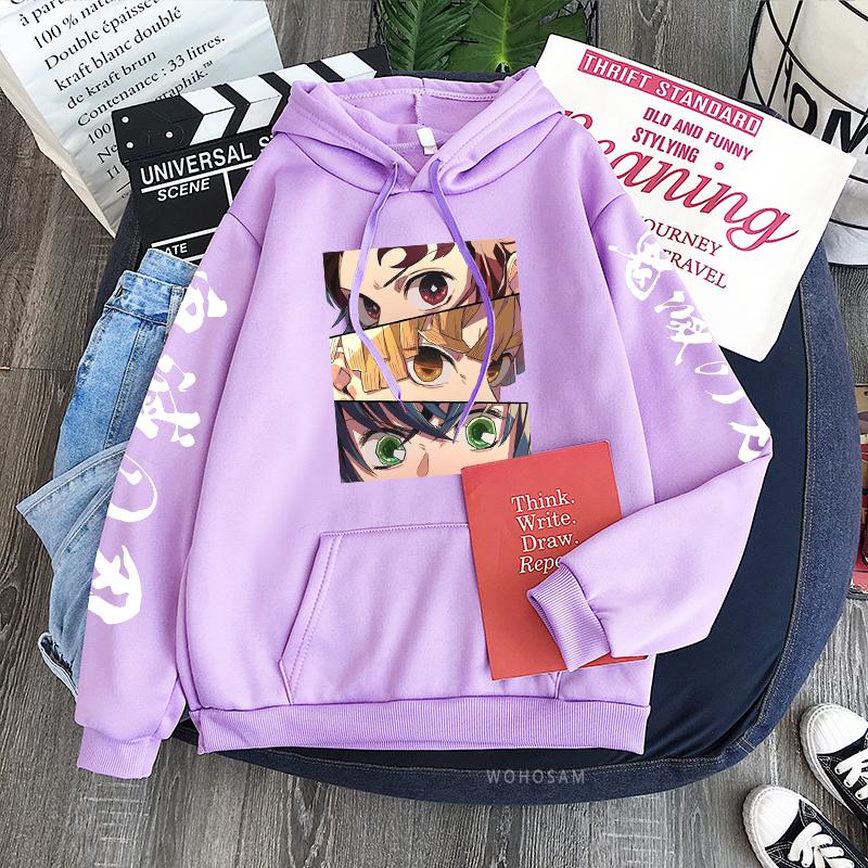 Japan Anime Demon Slayer Patchwork Hoodies Male Harajuku Cartoon Kamado Tanjirou /Agatsuma Zenitsu Fashion Streets Sweatshirts