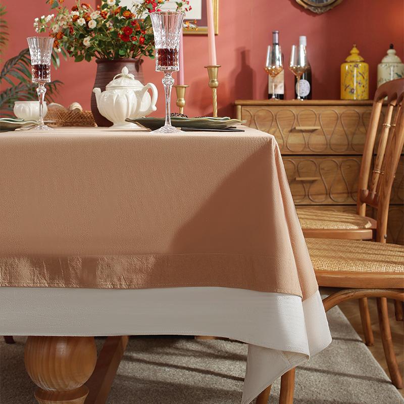 

Light Luxury Tablecloth Cotton And Linen Fabric Modern Simple High-End Sense Solid Color Retro Coffee Table Dining Cloth 90*140cm