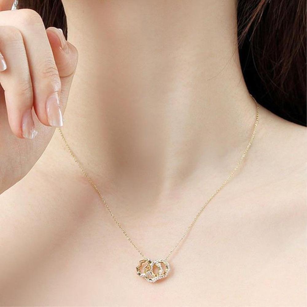[Onoma] Onm Vitarito 92.5 Silver Gold-Plated Triple Ring Cubic Necklace (31456549)