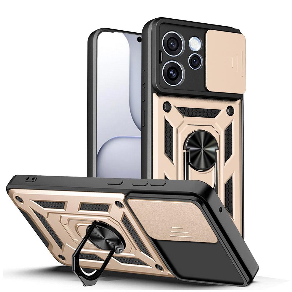 Funda protectora de cámara para OPPO Reno 15 Pro MAX 15 pro mini 15 pro 15F 14 Pro 14f 13 13f 12 Cubierta Híbrida Armor con Soporte de Anillo Metálico OPPO reno15 Pro mini oro