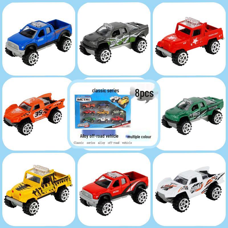 Off-road 1:64 Alloy Car Model - Eight Colors, Slide Toy for Boys, Simulated Metal Vehicle.