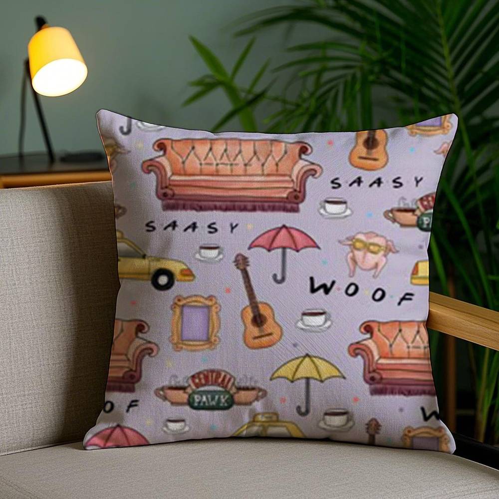 Classic F-Friends Tv Show Pillow Case Home Dorm Chair Back Short Plush Double-Sided Printing Office Nap Time Cushion Cover