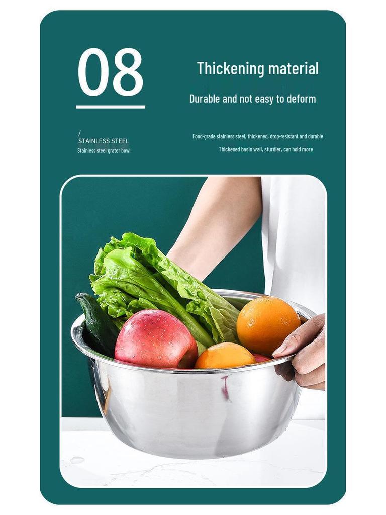 Stainless Steel 3-Piece Vegetable Cutter & Grater Set with Multifunctional Wash and Drain Basin