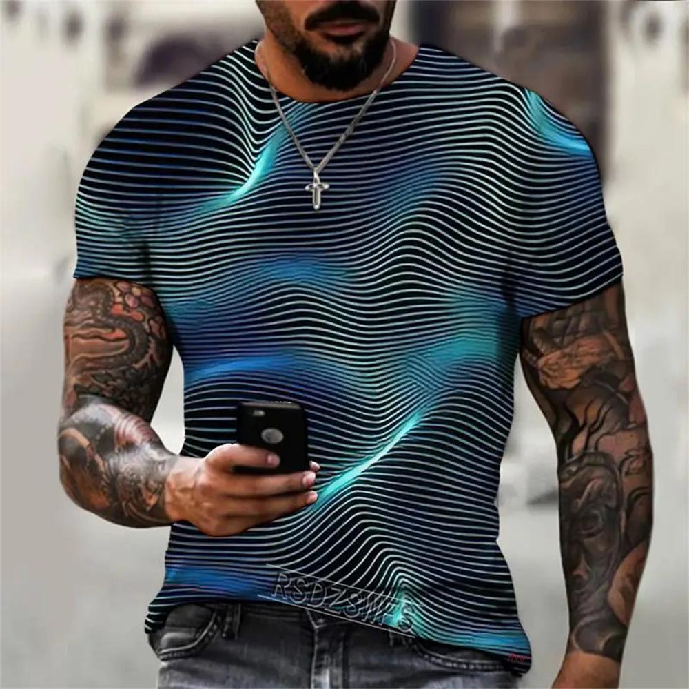 Nowa Letnia Męska Koszulka z Abstrakcyjnym Wzorem Moda Codzienna Drukowana 3D Luźna z Okrągłym Dekoltem Krótki Rękaw Uliczna Osobowość Duże Rozmiary Góry