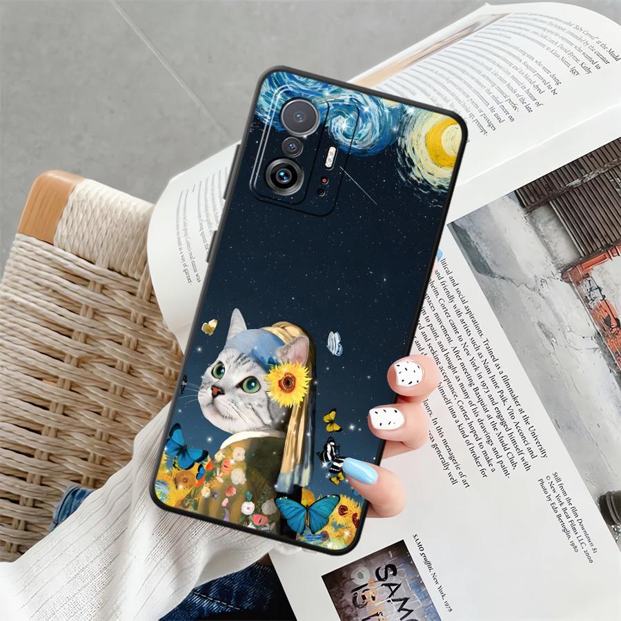 Cute Cartoon Cat Funda Phone Cover Case for Xiaomi Mi 10T 11T 12T Pro 12 11 12X 13 Lite 14