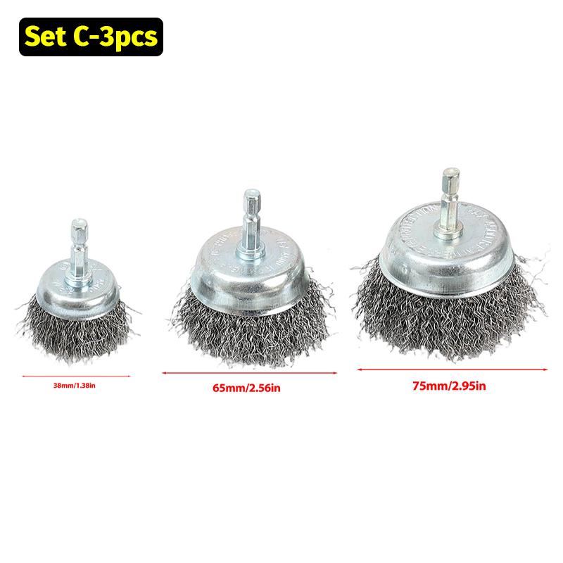 Hex Handle Electric Steel Wire Brush Stainless Steel Wire Brushes Silver Gold Rust Removal Polishing Wheel Brush Cleaning Tools
