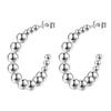 Elegant Stainless Steel Round Bead Earrings - Simple High-End European & American Style Stud Jewelry for Women