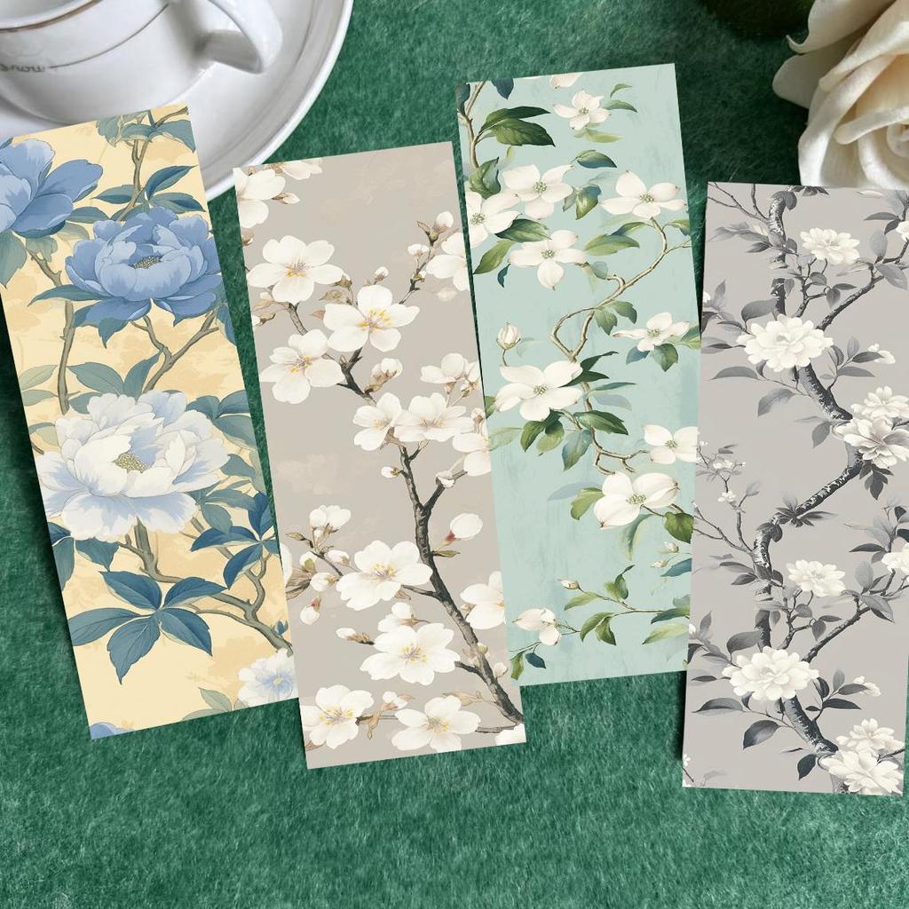 30pcs Vintage Flower Bookmarks, Natural Style Durable Paper Soothing Illustrations Perfect Collectible Set for Book Lovers