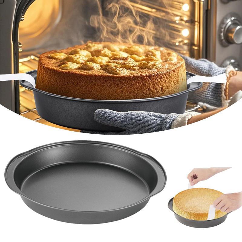 8in Round Cake Pan Carbon Steel Baking Tray with Handle Nonstick Heat-resistant Dish Pan Air Fryer Kitchen Airfryer Accessories