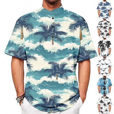 Zomer Nieuw Heren Casual Opstaande Kraag Korte Mouw Shirt Kraag