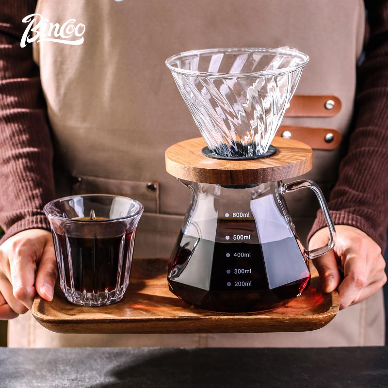 

Bincoo Pour Over Coffee Dripper Coffee Pot Set 600 мл Сервер для кави Кавоварка Чашка для заварювання Скляна воронка для кави Набір для крапельної кави