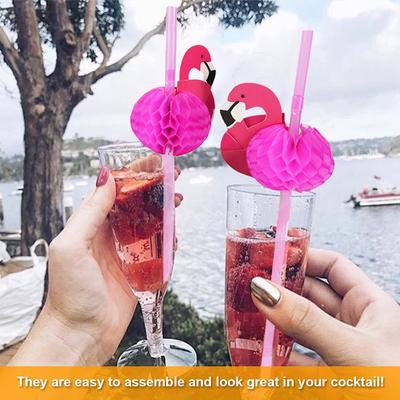 50pcs 3D Flamingo Drinking Straws Flamingo Pineapple Drinking Straws Hawaiian Tropical Drinking Straw Summer Party Wedding 2025