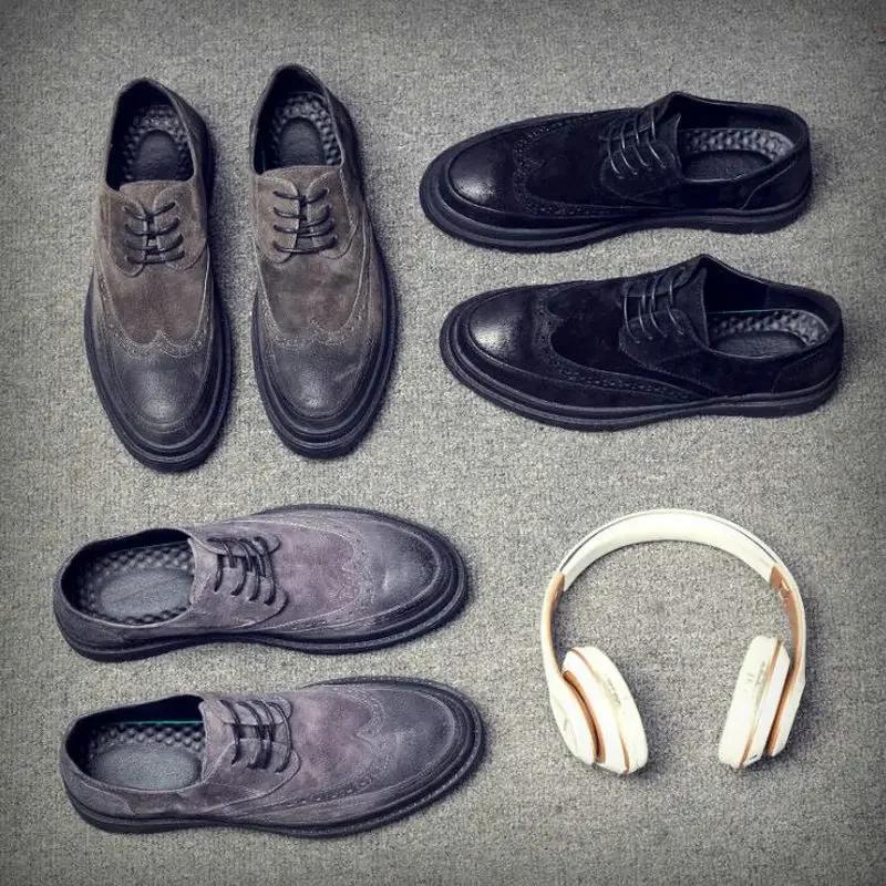 Fashion Brand Fashion Mens Flats Shoes Casual British Style oxfords Business Shoes Men Dress suede Brogue Party Formal Shoes 2025 gh7