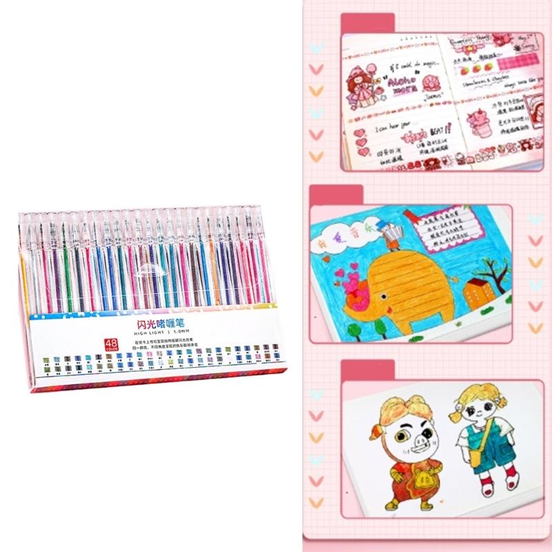 Glitter Gel Pens Pack Colored Glitter Pens, Colorful Sparkles Gel Markers for Journaling Coloring Art Crafting Supplies