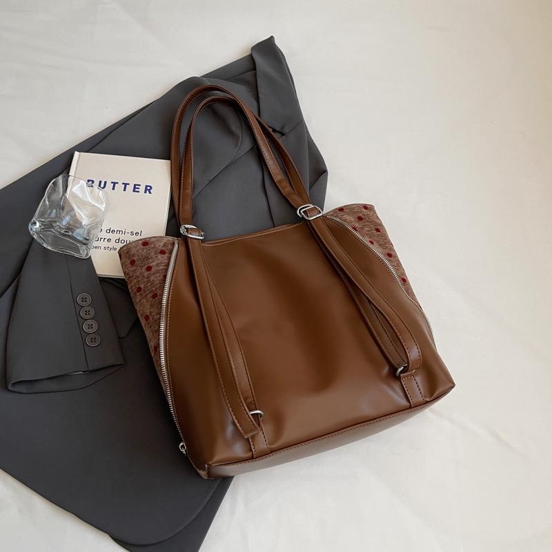 Vintage Tragetasche Damen Dot Print Unterarmtasche Große Kapazität Umhängetasche Multifunktionaler Rucksack