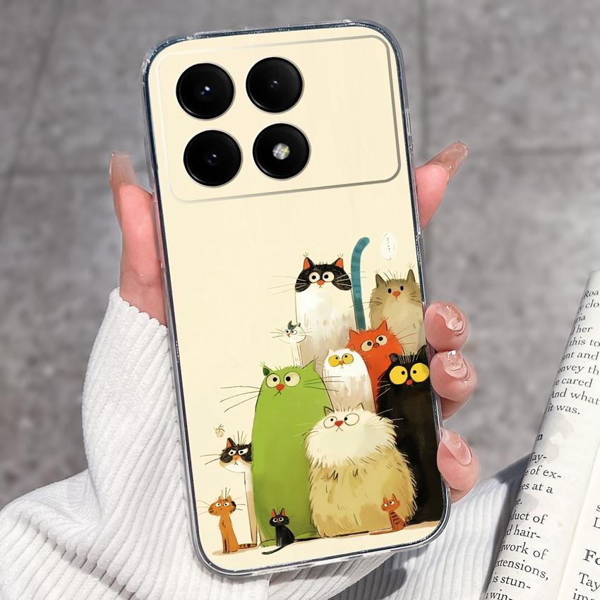 Case For Redmi K70e K60e K80 K70 K60 K50 K40 K30 K20 Pro K30i Cute Cartoon Piggy Pattern Phone Cover Transparent TPU Anti Fall Shell For Redmi Housing