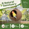 Coconut Shell Pet Birdhouses Round Entrance 6cm Sanded Finish Small Animal House Smooth Surface Enclosed Design Hamster House
