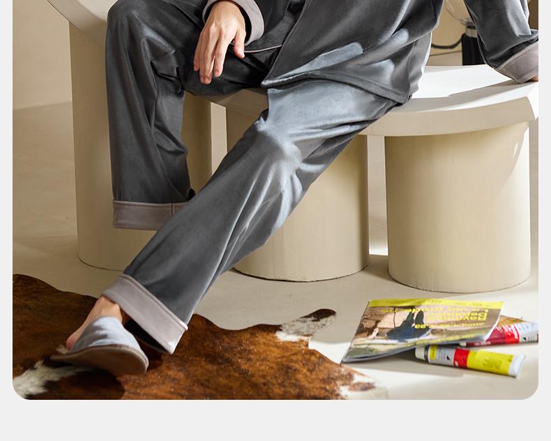 Xuanliang 2025 New Men's Winter Sleepwear with Thickened Velvet, Coral Velvet, Sea Island Velvet, Spring and Autumn Home Furnishing Set