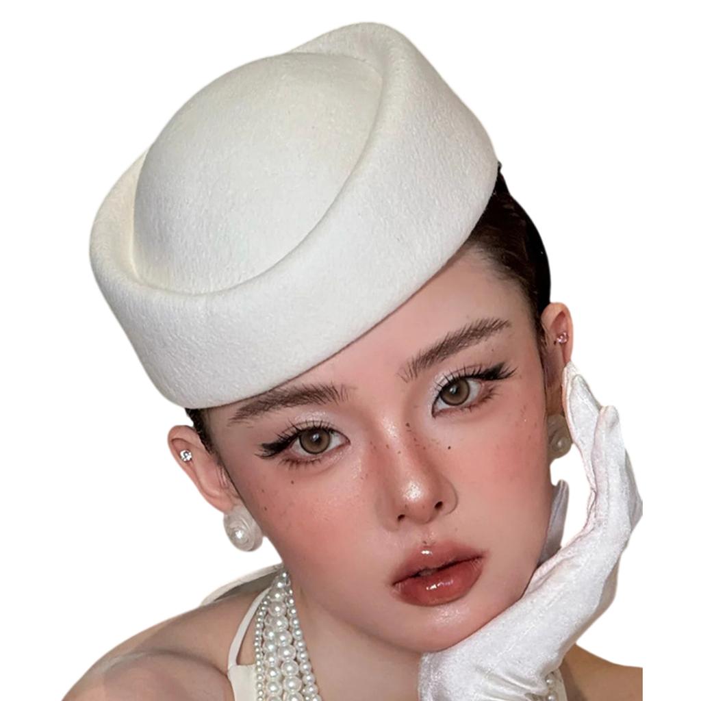 Classic Hepburn Style Felt Hat for Women Elegant Vintage Fashion Headwear Breathable Lightweight Design