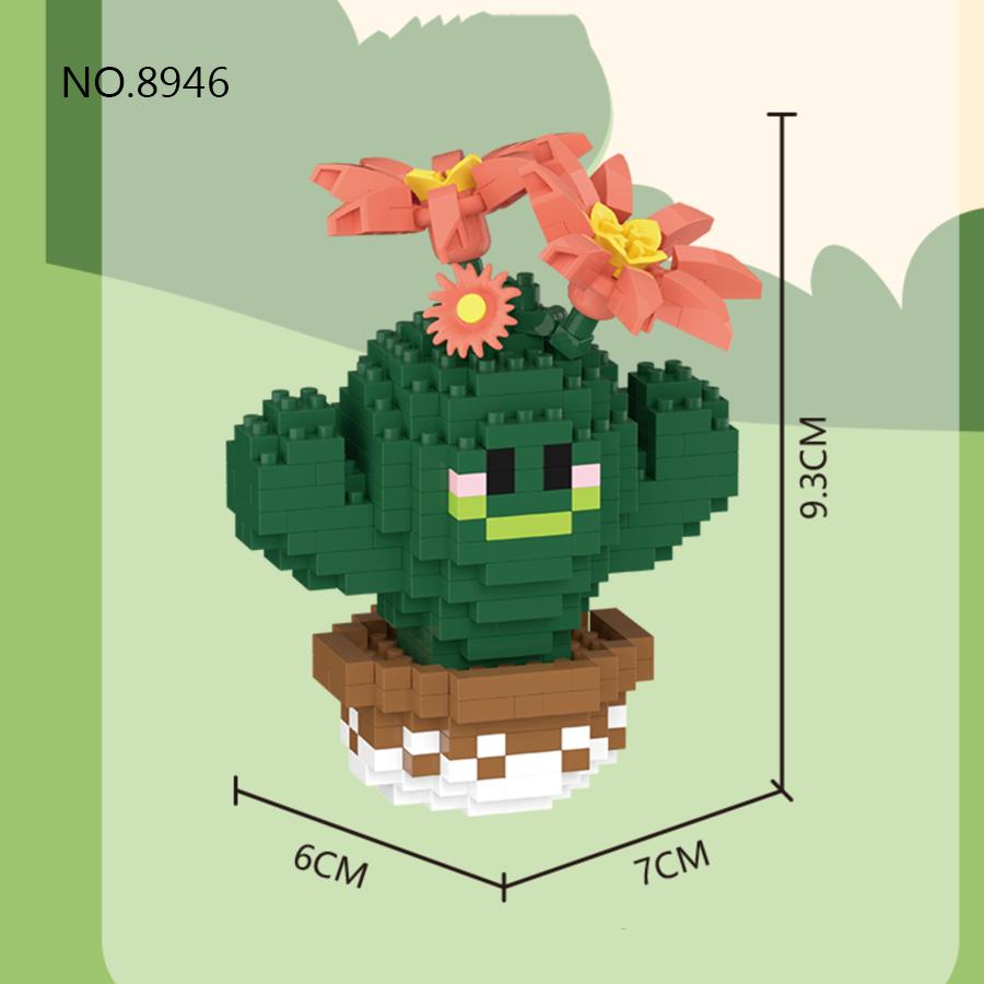 DIY Mini Potted Cactus Building Block Sets Potted Plant Garden Toys Children Assembly Toys Creative Decor