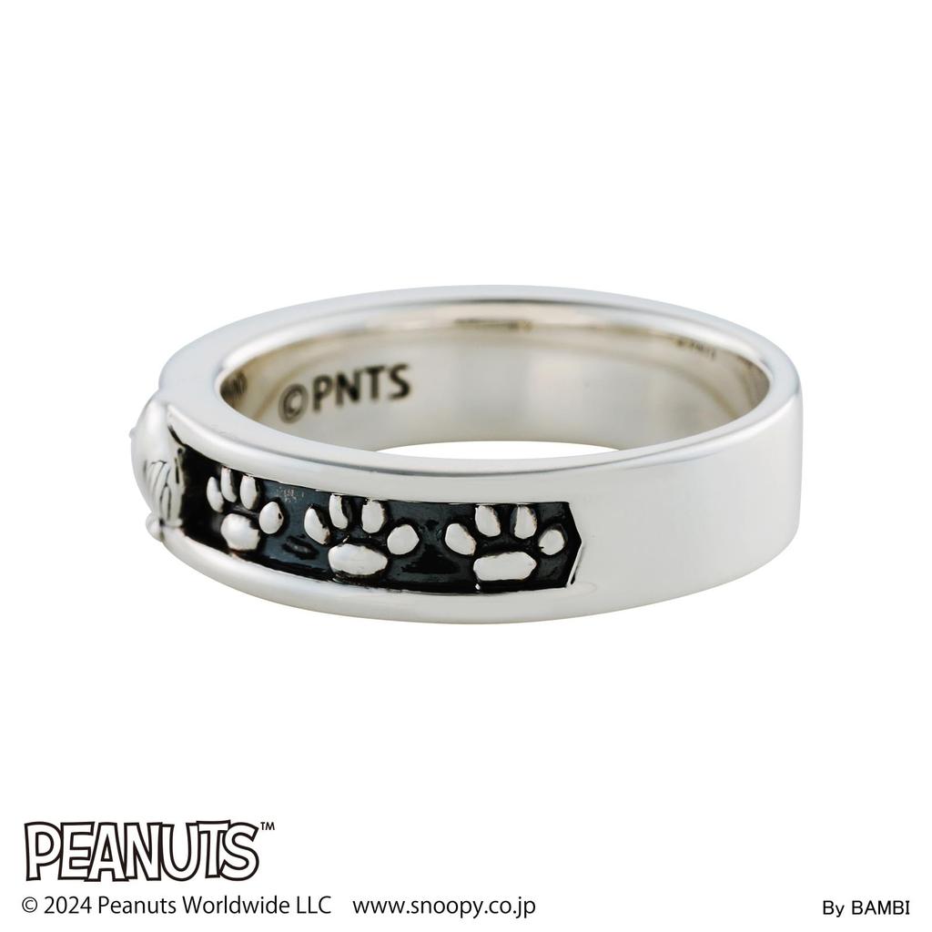 White Clover Snoopy PEANUTS Silver Sizes Ring, 925, Oxidized, 7-21, PNT-R001SV