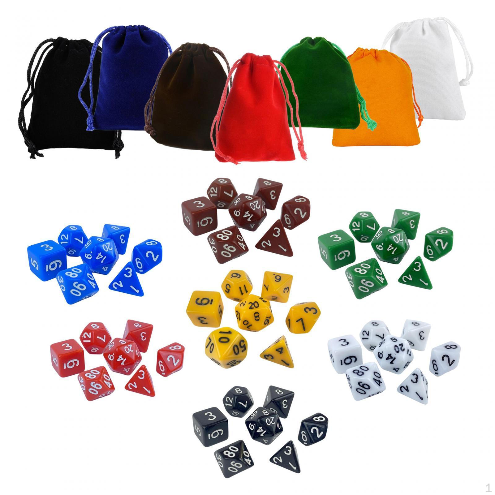 49 Pieces Dice Set, Multi Sided Game Dices Acrylic Polyhedral Dices, Set for Bar KTV,