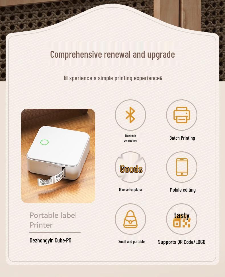 2P80 Portable Bluetooth Label Printer: Handheld, Self-Adhesive, Transparent Stickers