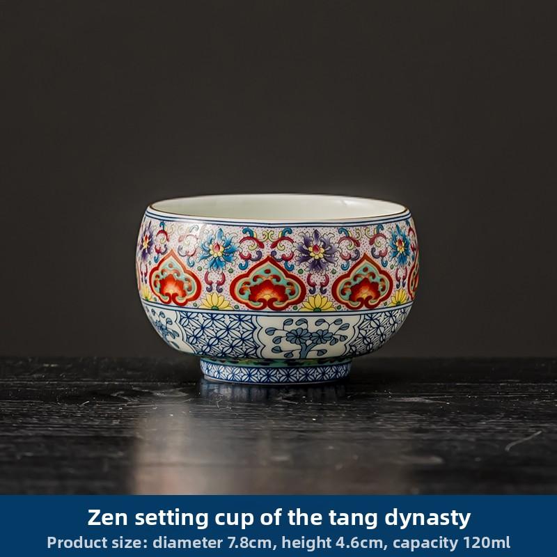 

Enamel Colored Sancai Covered Bowl High End Ceramic Kung Fu Tea Set for Household Use Tea Bowl Palace Style Tea Set Accessories
