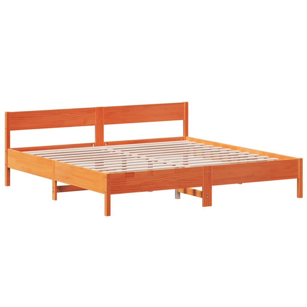 Vidaxl Bed Frame Without Mattress, Waxed Brown, 180X200 Cm, Solid Pine