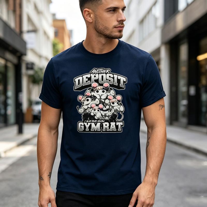 Vintage Gym Rat Another Deposit Graphic T Shirt Funny Fitness Slogan Cotton Short Sleeve Tee Unisex Workout Streetwear