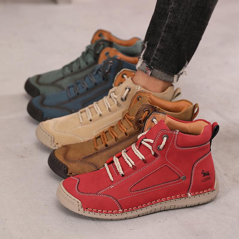 New Men's Boots Retro High Top Outdoor Anti Slip Work Shoes Soft Fashion Luxurious Design Couple's Loafers Classic Flat Mosinka