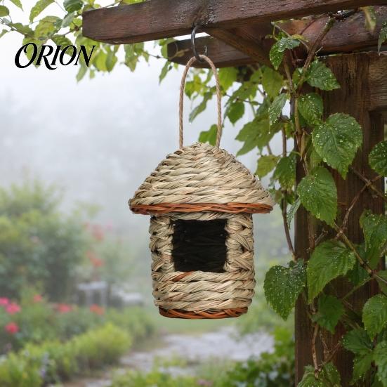 Weather-resistant Birdhouse Grass Woven Bird House, Outdoor Rustic Birdhouse, Hanging Hummingbird Hut, Natural Seagrass Garden Roosting Pocket