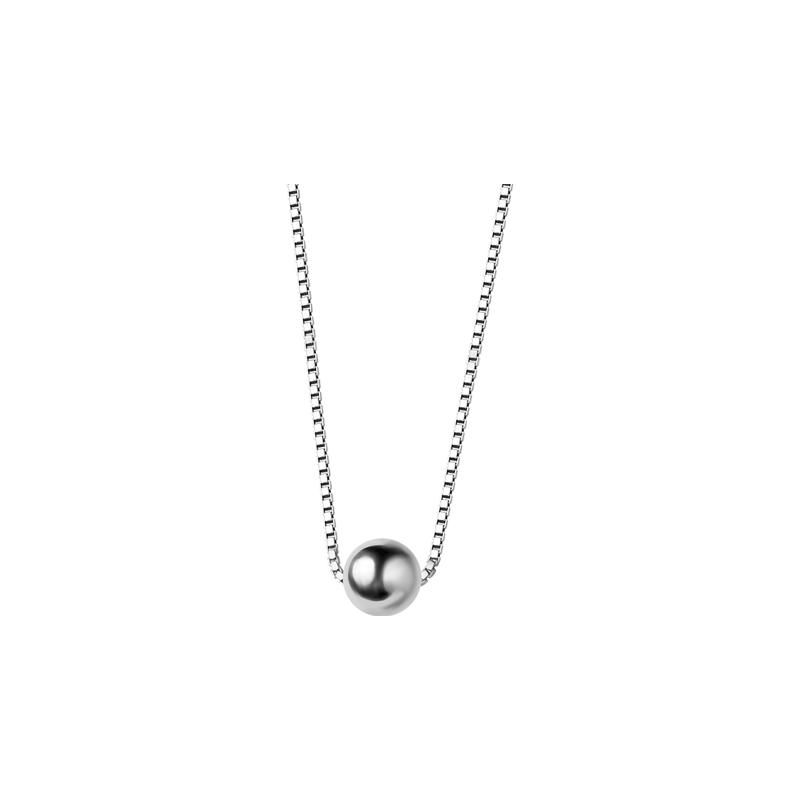 925 Sterling Silver Box Chain Round Ball Clavicle Chain Necklaces for Women Girl Gifts