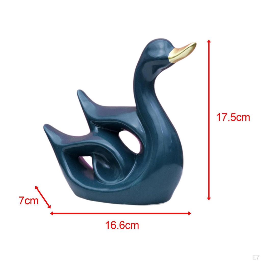 Ceramic Swan Figurines for Entryway Bookshelf Decoration